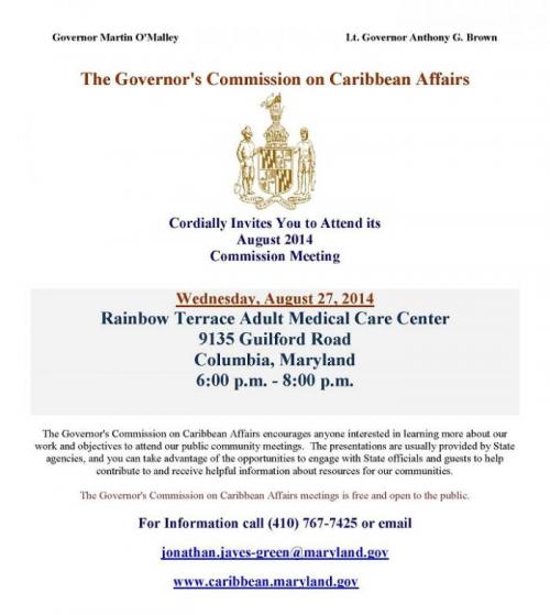 The Governor's Commission on Caribbean Affairs August Commission Meeting